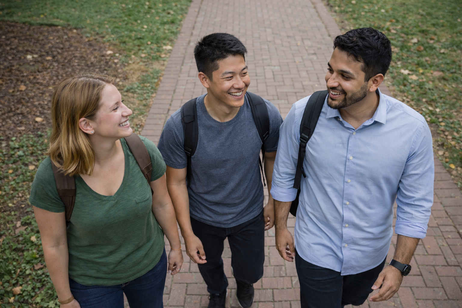Students walking with counselor at Eastern Festival of Music.