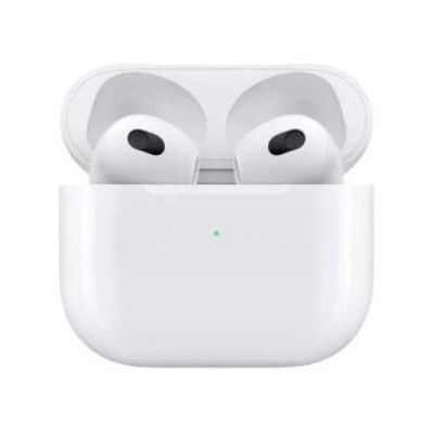 Un par de auriculares Apple Airpods Pro de color blanco sobre un fondo blanco.