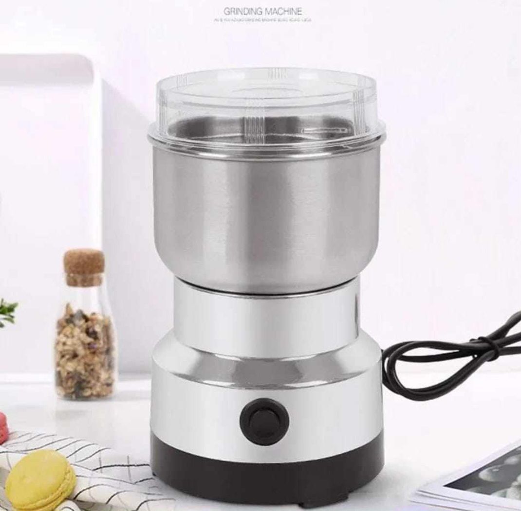 Molino Eléctrico Triturador Café Especias y Granos, Metálico Color Plateado