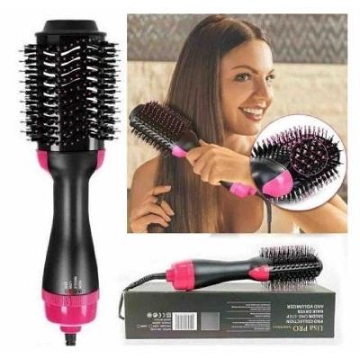 Un secador de pelo de un solo paso y un cepillo de aire caliente moldeador.
