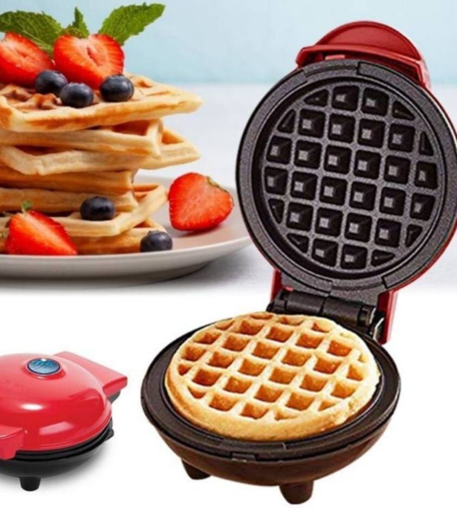 Mini Wafflera Eléctrica Con Doble Planchas Antiadherentes