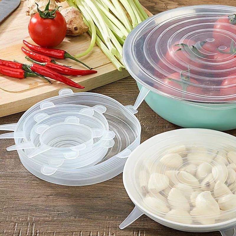 Tapas Elasticas Silicona Multiusos Set X6 Reutilizables