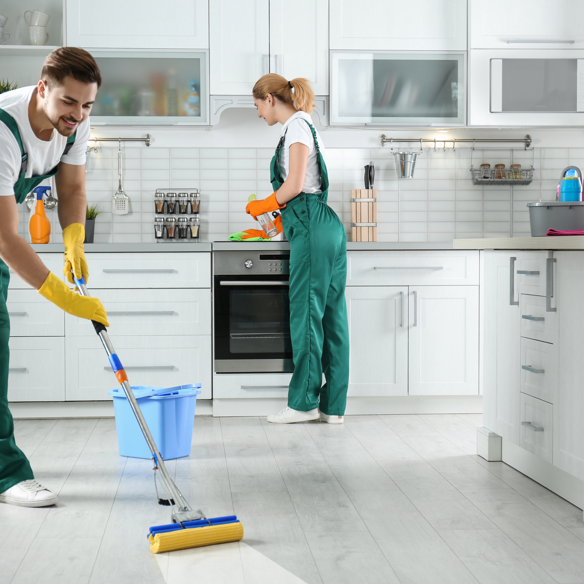 Air conditioning units with toolbox and gloves in backyard.
