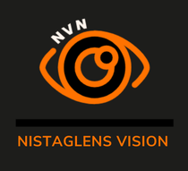 Un logotipo para nvn nistaglens vision con fondo negro