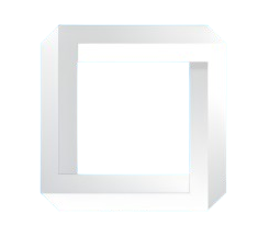 Illusione quadrata impossibile, un disegno geometrico bianco su uno sfondo bianco.