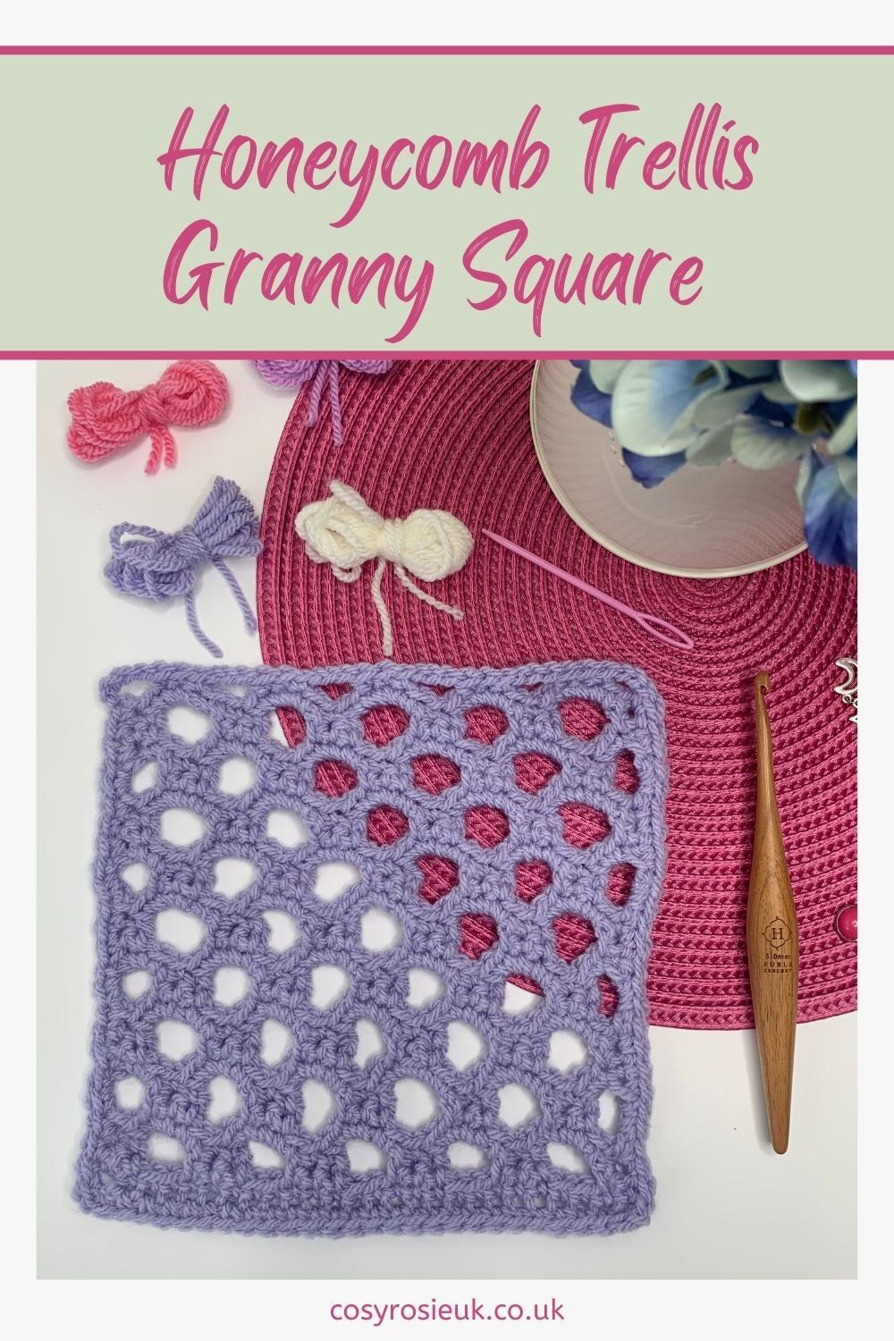Honeycomb trellis granny square pattern