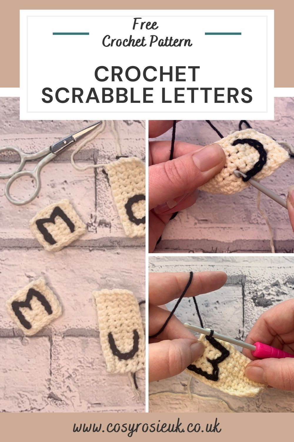Crochet Scrabble pieces pattern