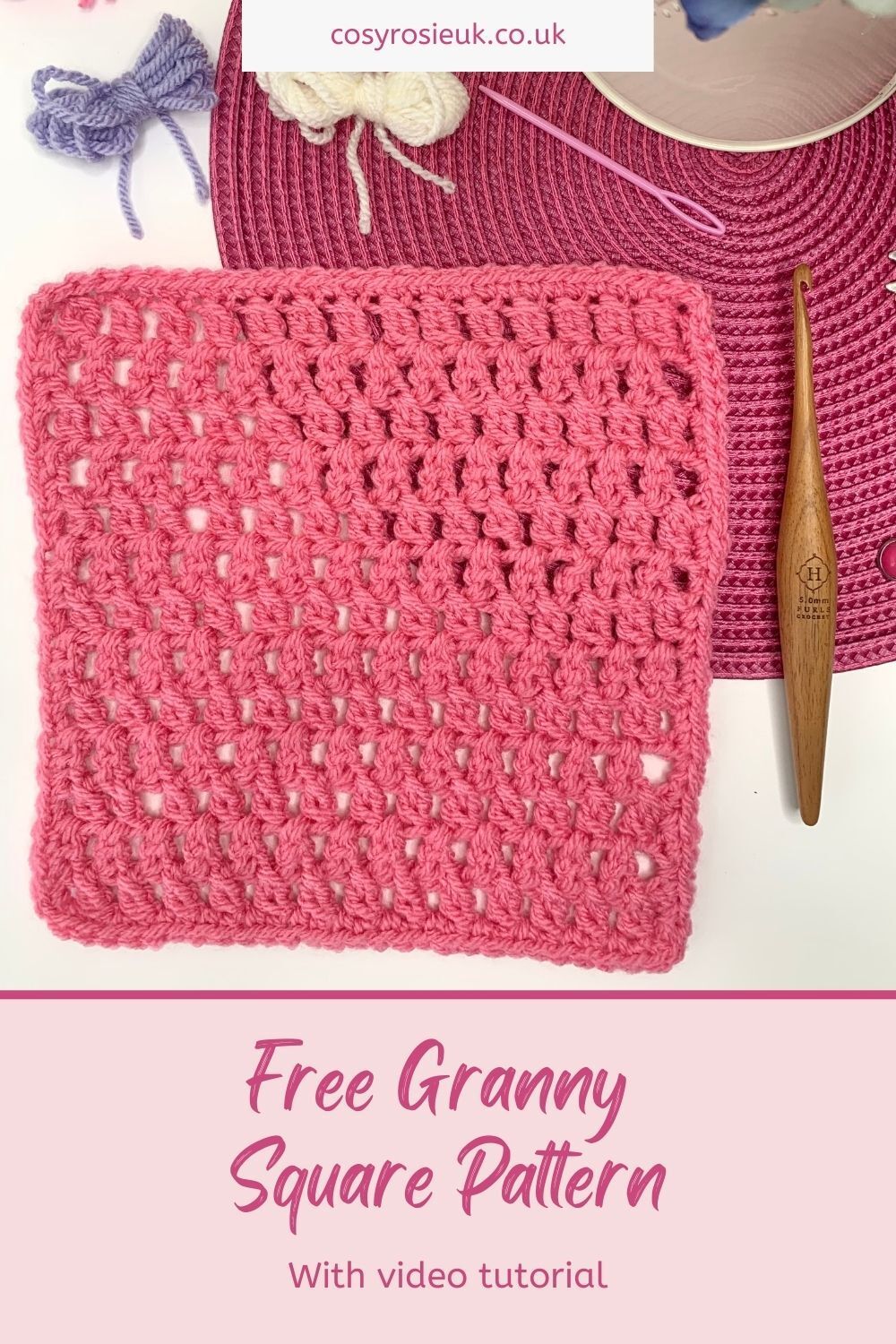 Crossed Double Crochet Granny Square