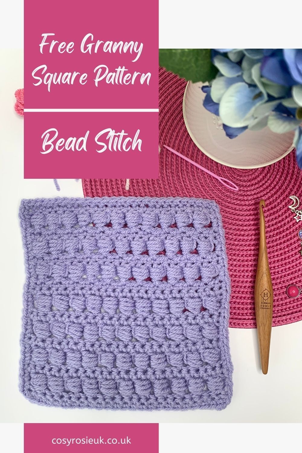 Bead Stitch Granny Square Pattern for beginners