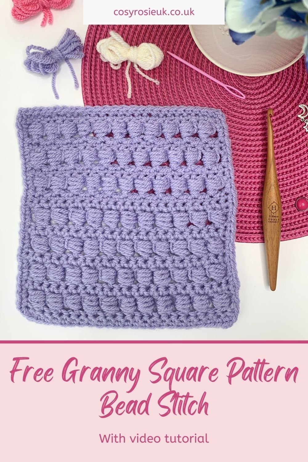 Bead Stitch Granny Square Pattern for beginners