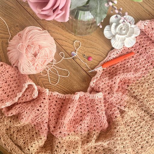 crochet beach cover up dress in progress