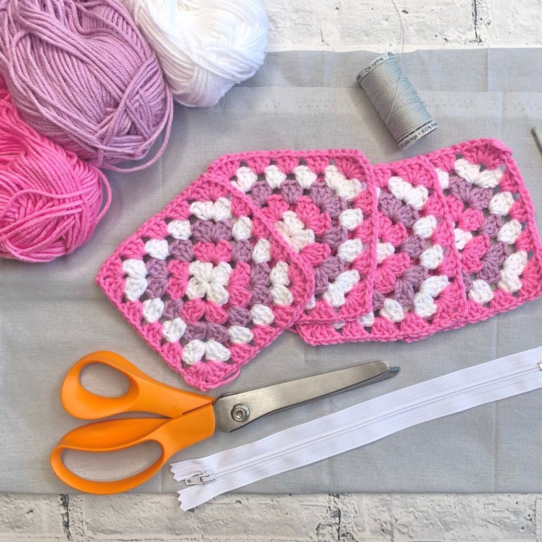 Crochet Granny Square Clutch Bag