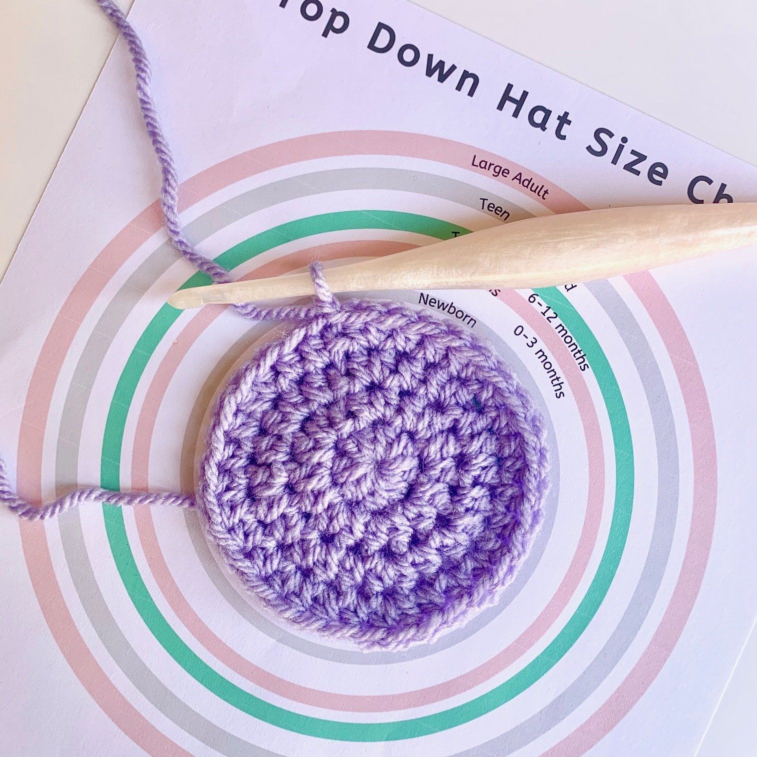 Crochet hat size chart