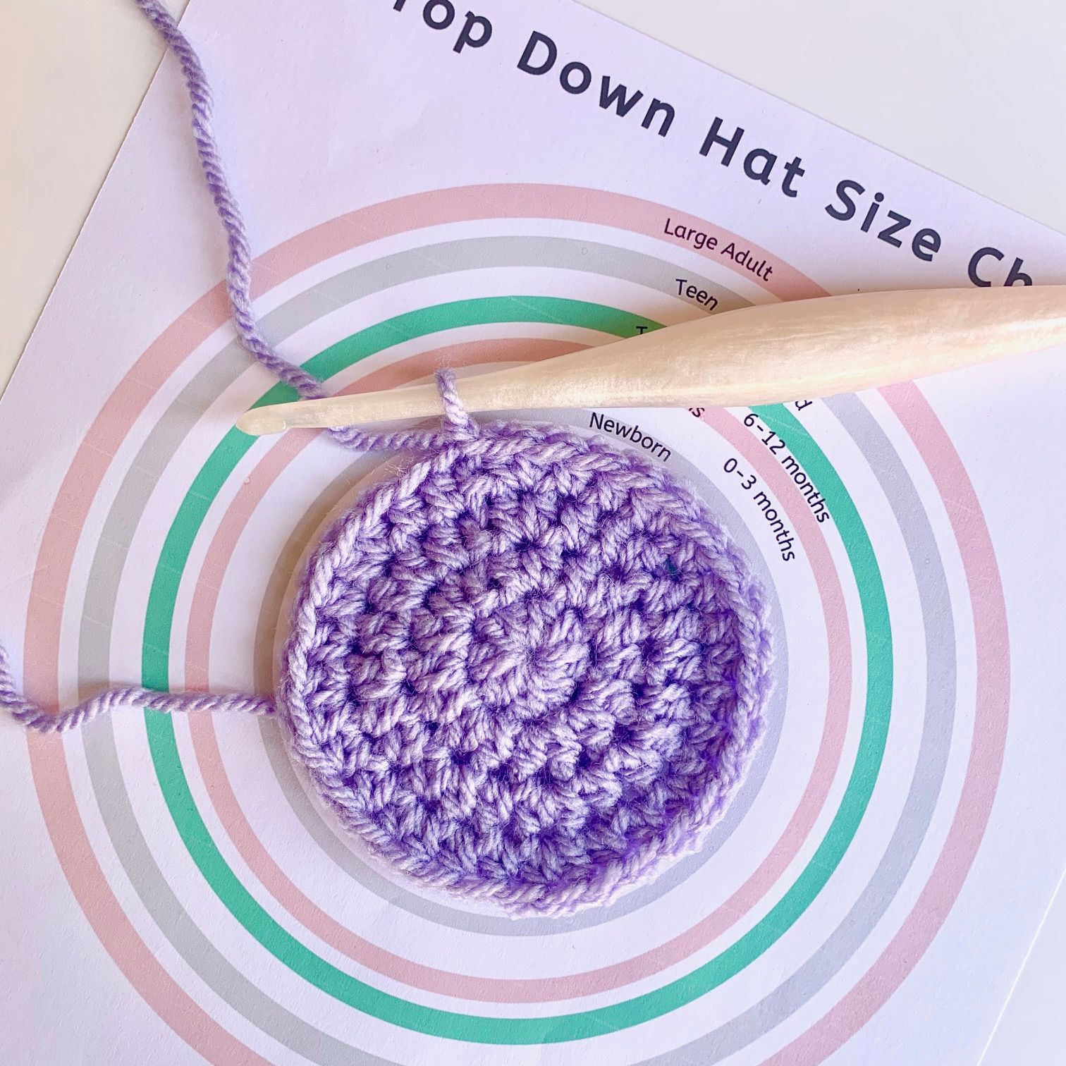 Crochet hat size guide