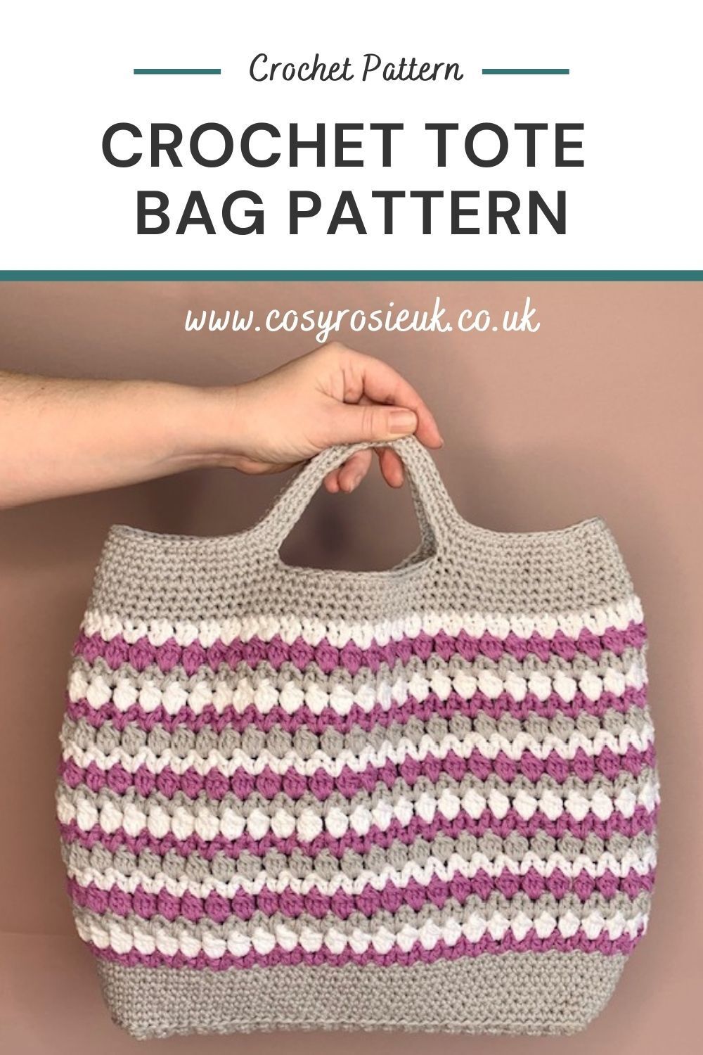 Free Crochet Tote Bag Pattern using 3 colours