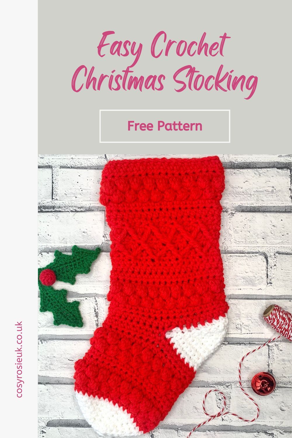 Large Crochet Christmas Stocking crochet along