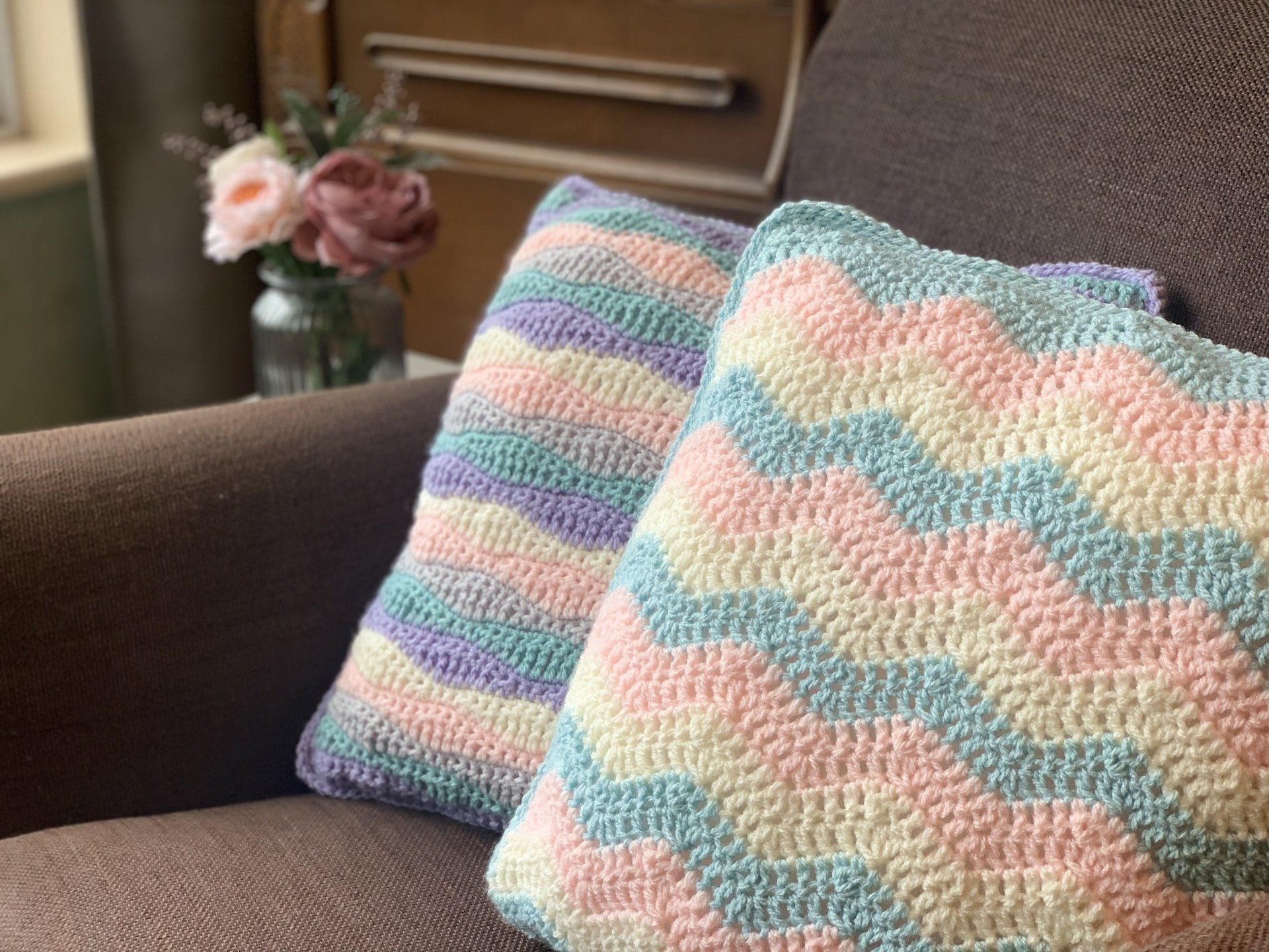 Spring style crochet cushion covers