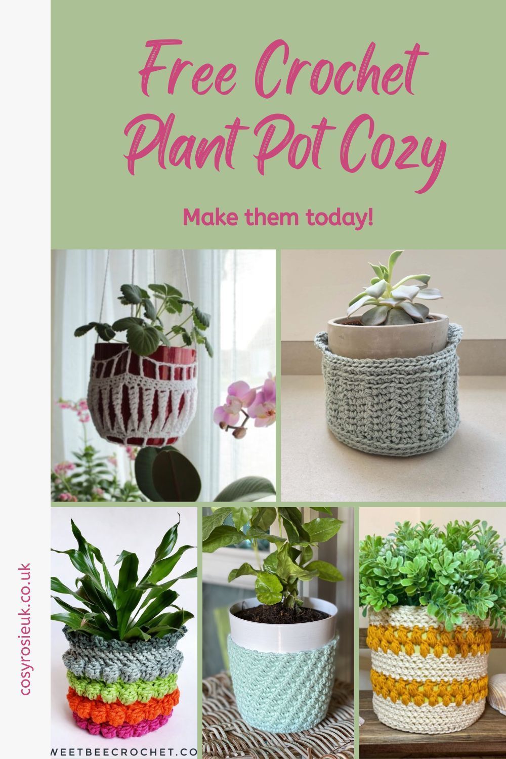 Free Crochet plant hanger patterns & pot cozy patterns