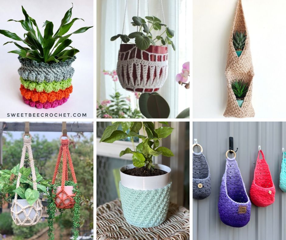 Free Crochet Plant Hanger Patterns and Pot Cozy Patterns
