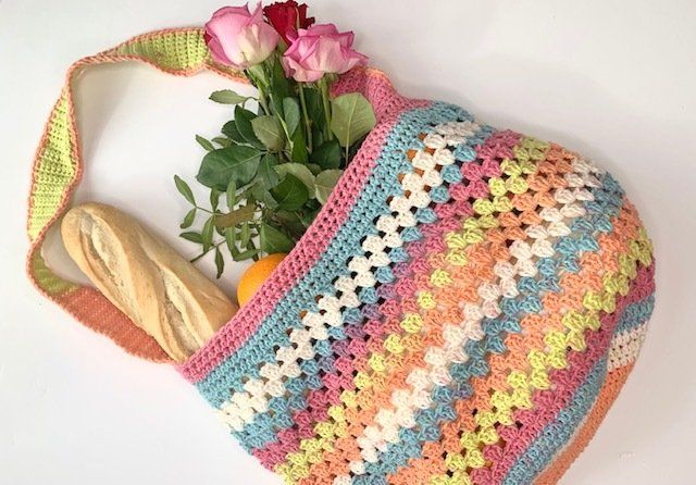 Rainbow Tote bag ,Market bag ,Crochet bag ,Shopping bag - Shop