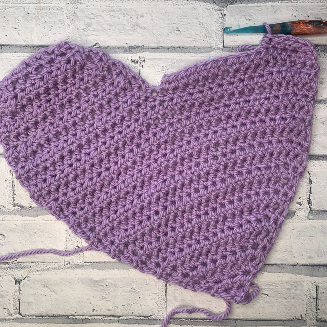 Crochet heart pillow in progress