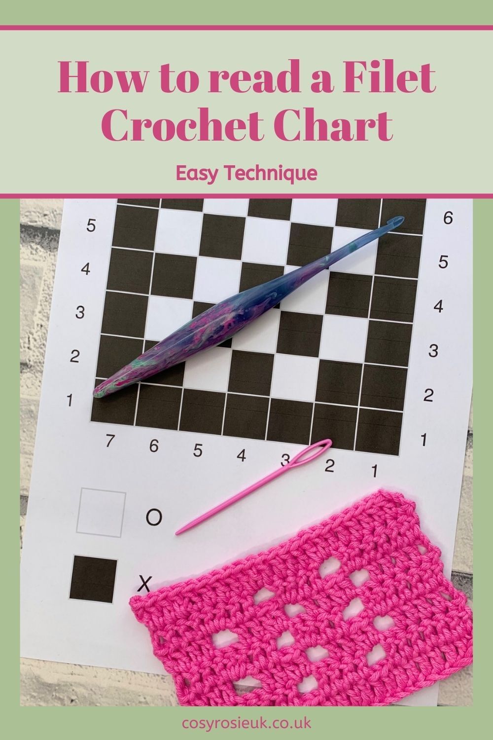 Learn how to read a filet crochet chart