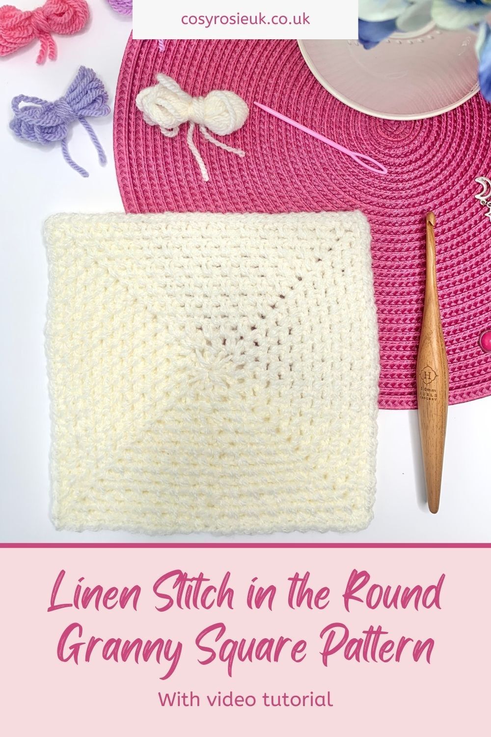 Linen stitch in the round granny square pattern