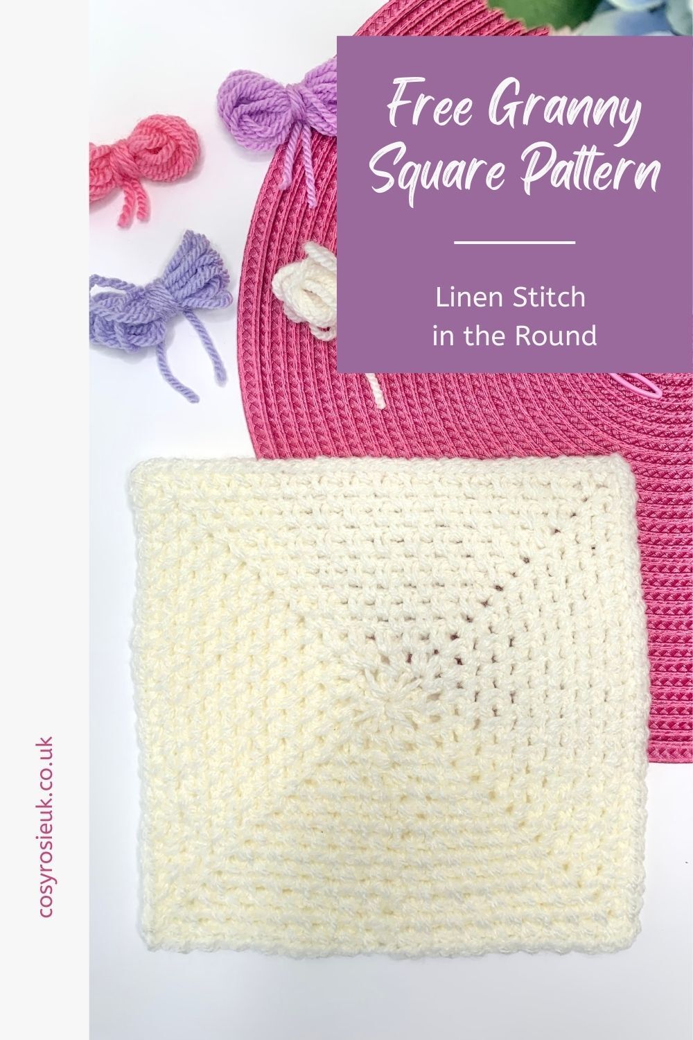 Linen stitch in the round granny square pattern