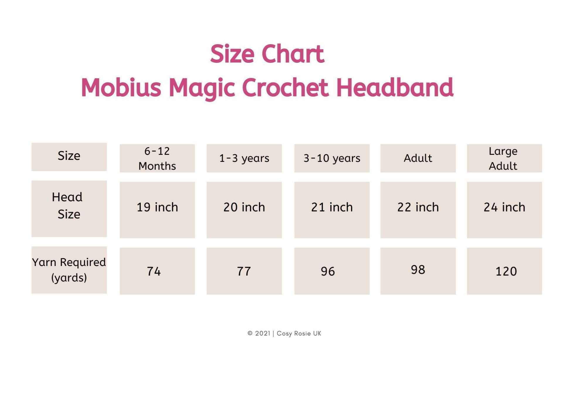 Free Crochet Headband Pattern Size Chart