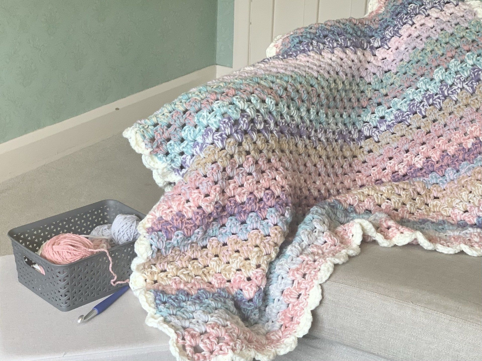 Crochet Blanket made with multi stranded yarn