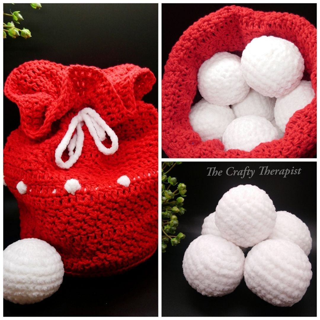 Crochet Snowball fight gift bag