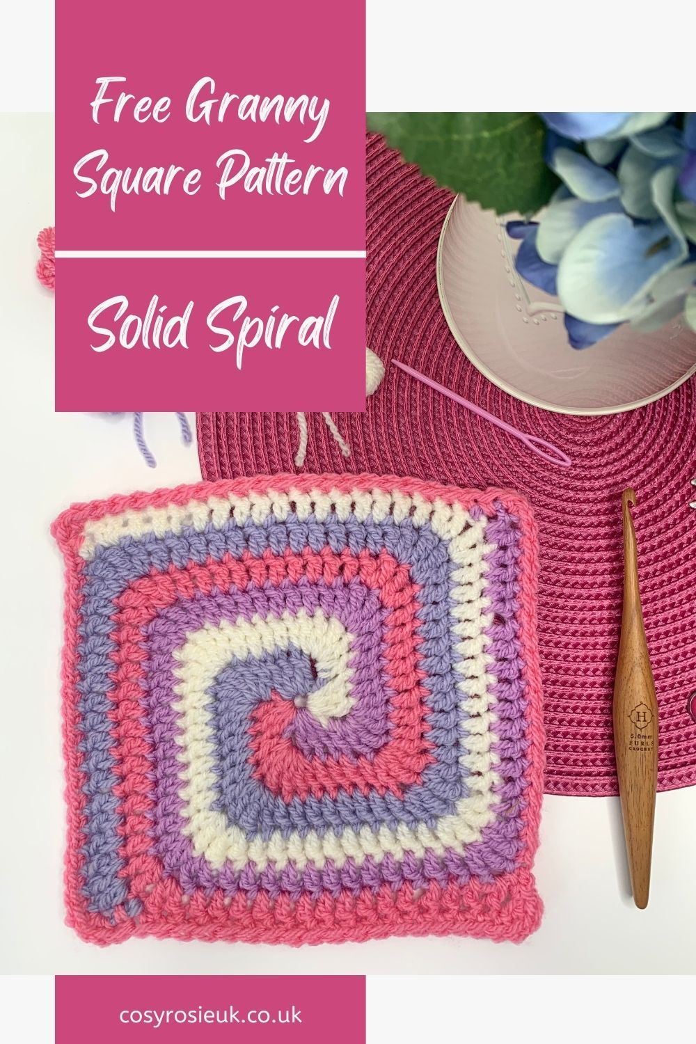 How to crochet a spiral granny Square with video tutorial