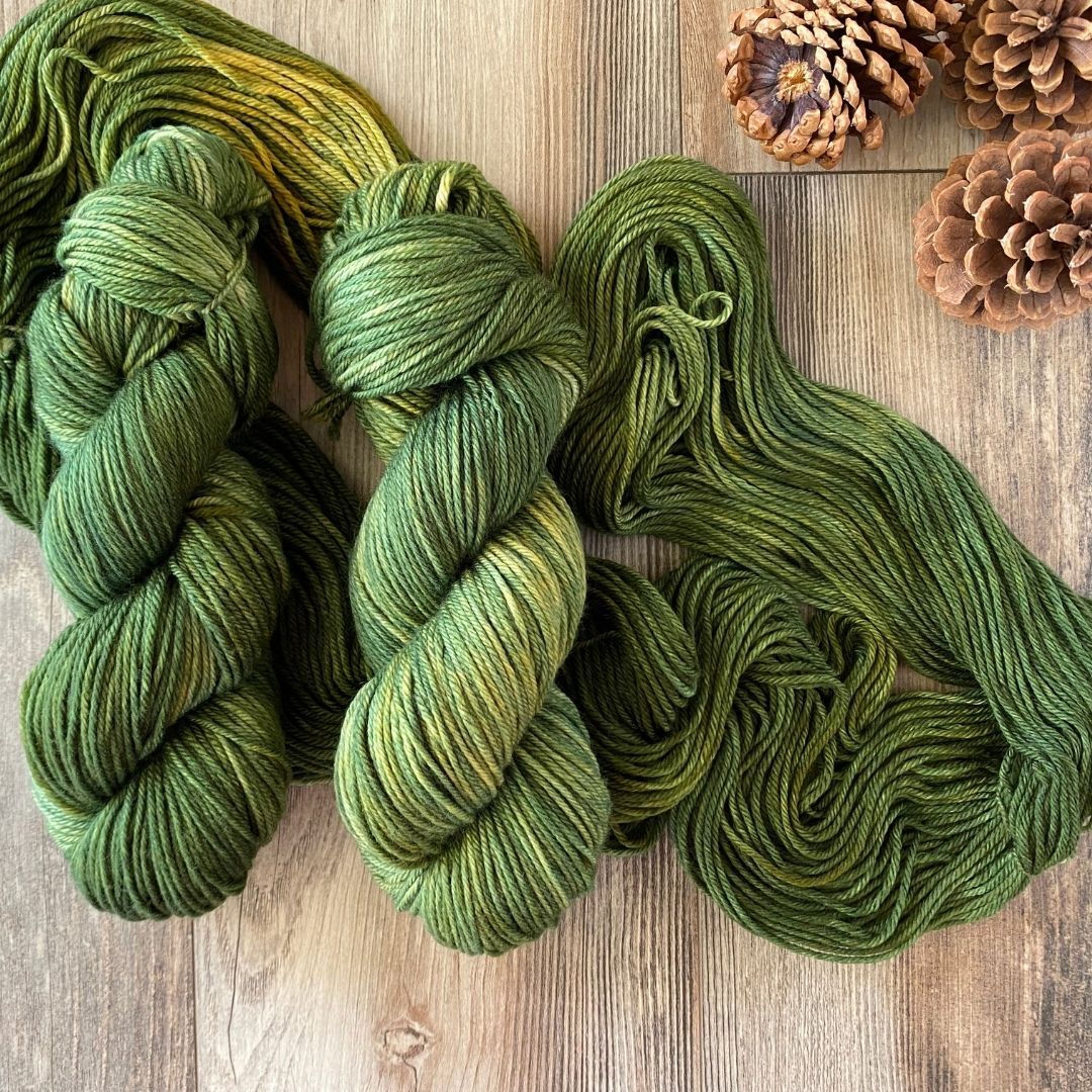 green hand dyed yarn