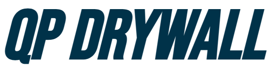 The word drywall is written in blue on a white background.