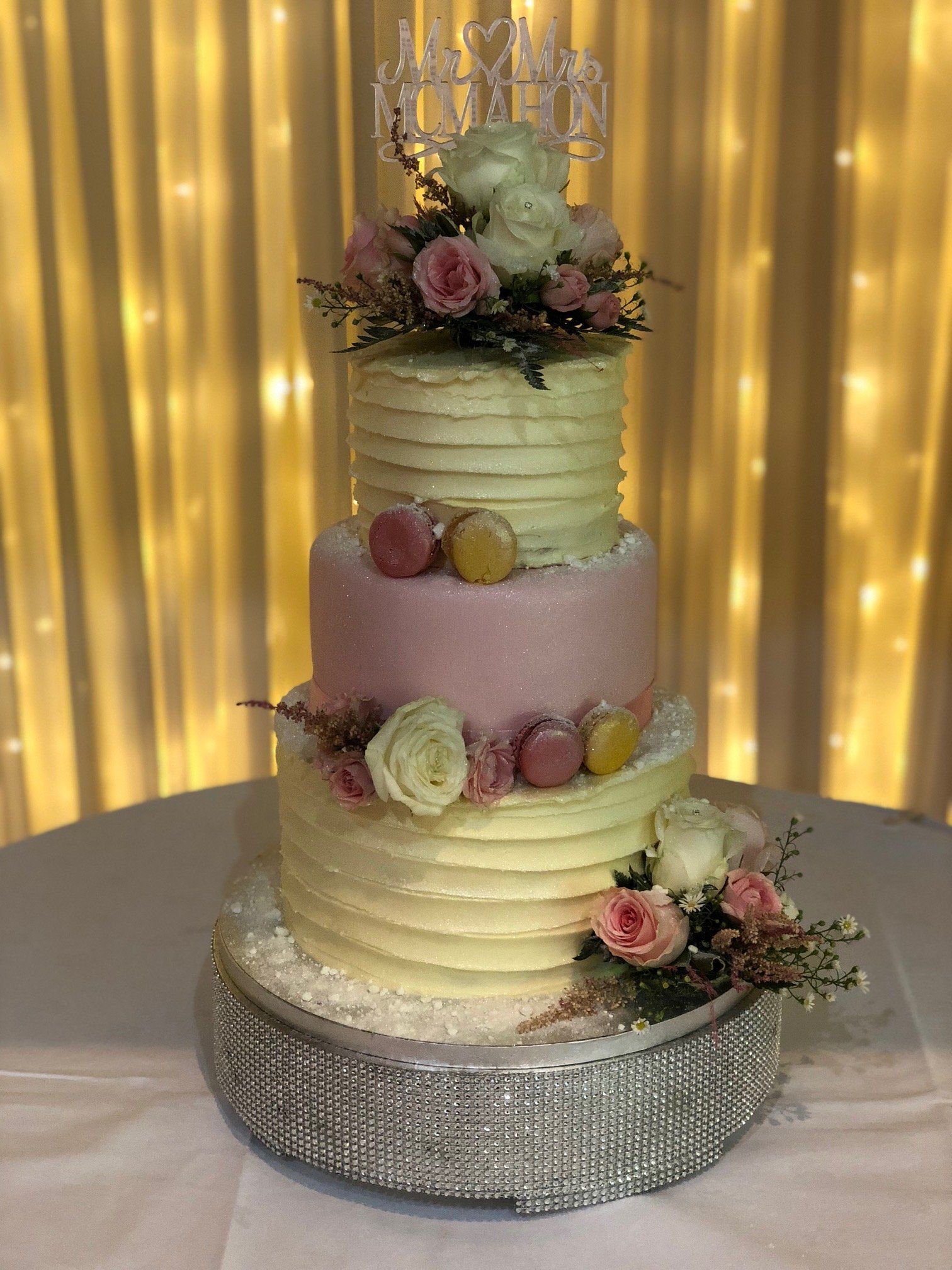 Pink and White Wedding Cake