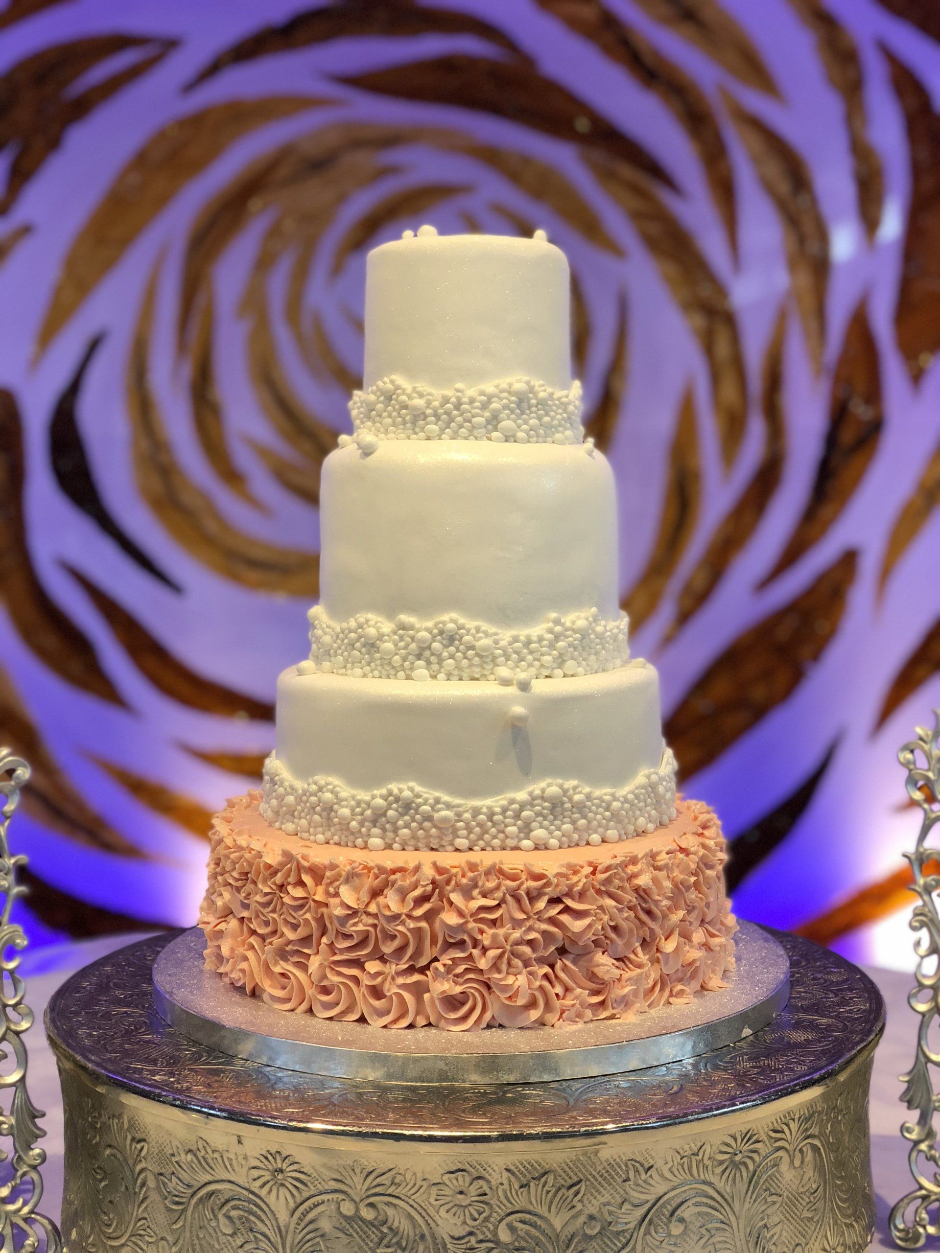 Pink and White Wedding Cake