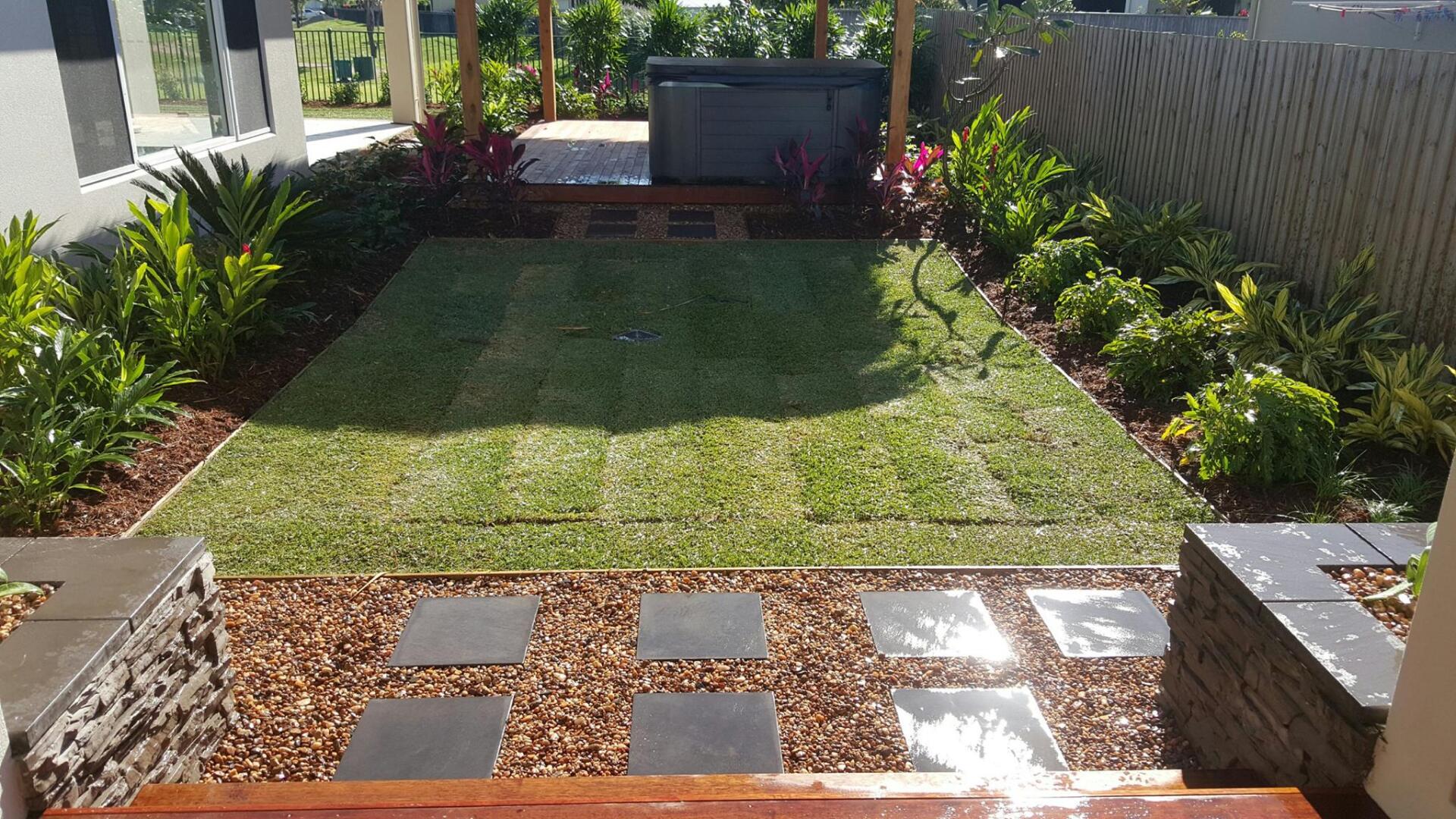 Paving Installation In Garden — Lynams Landscapes Pty Ltd in Jensen, QLD