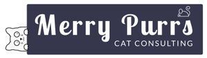 A logo for merry purrs cat consulting with a cat on it