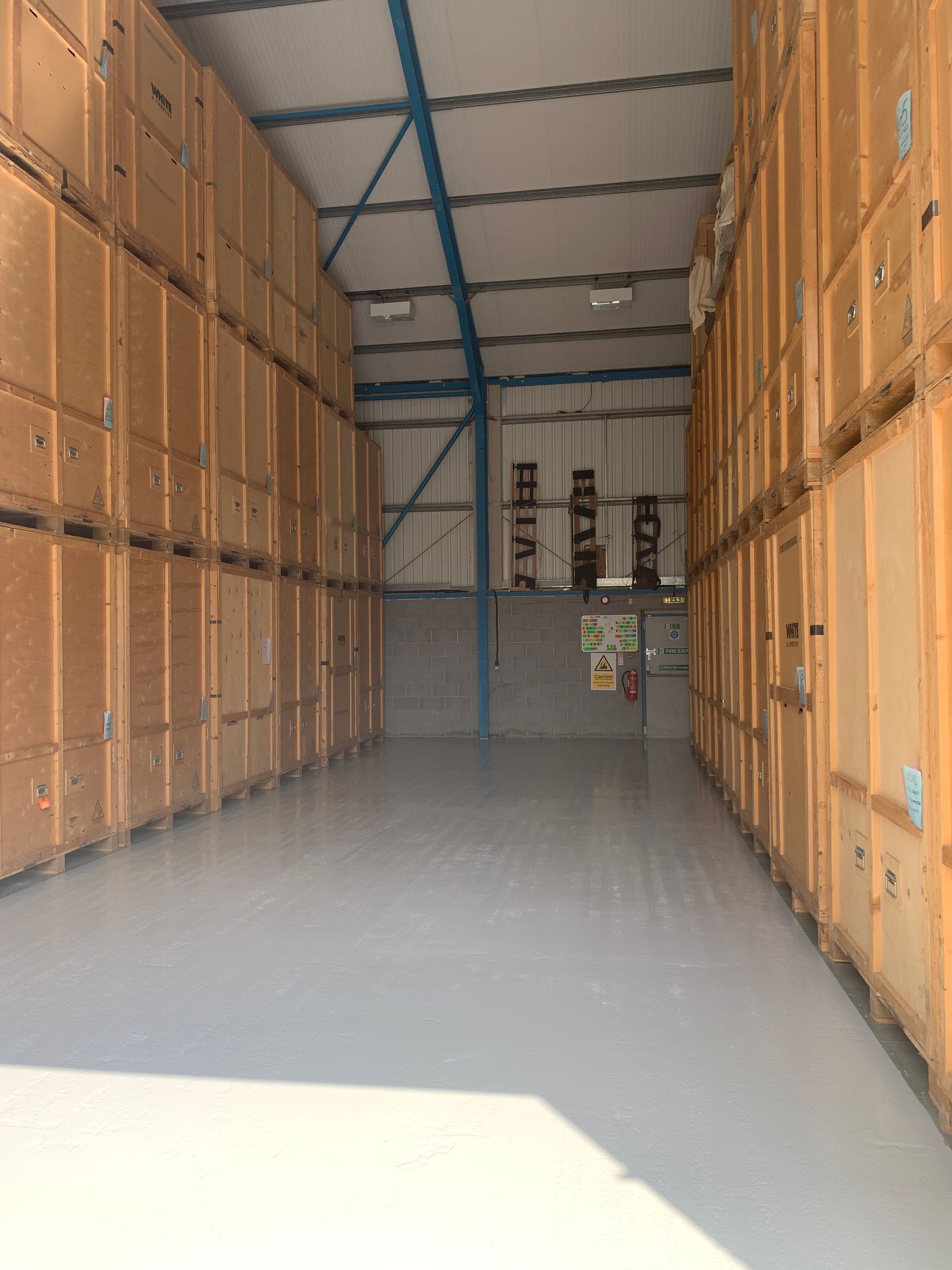The inside of the purpose built storage unit at Laceys Removals Isle of Wight