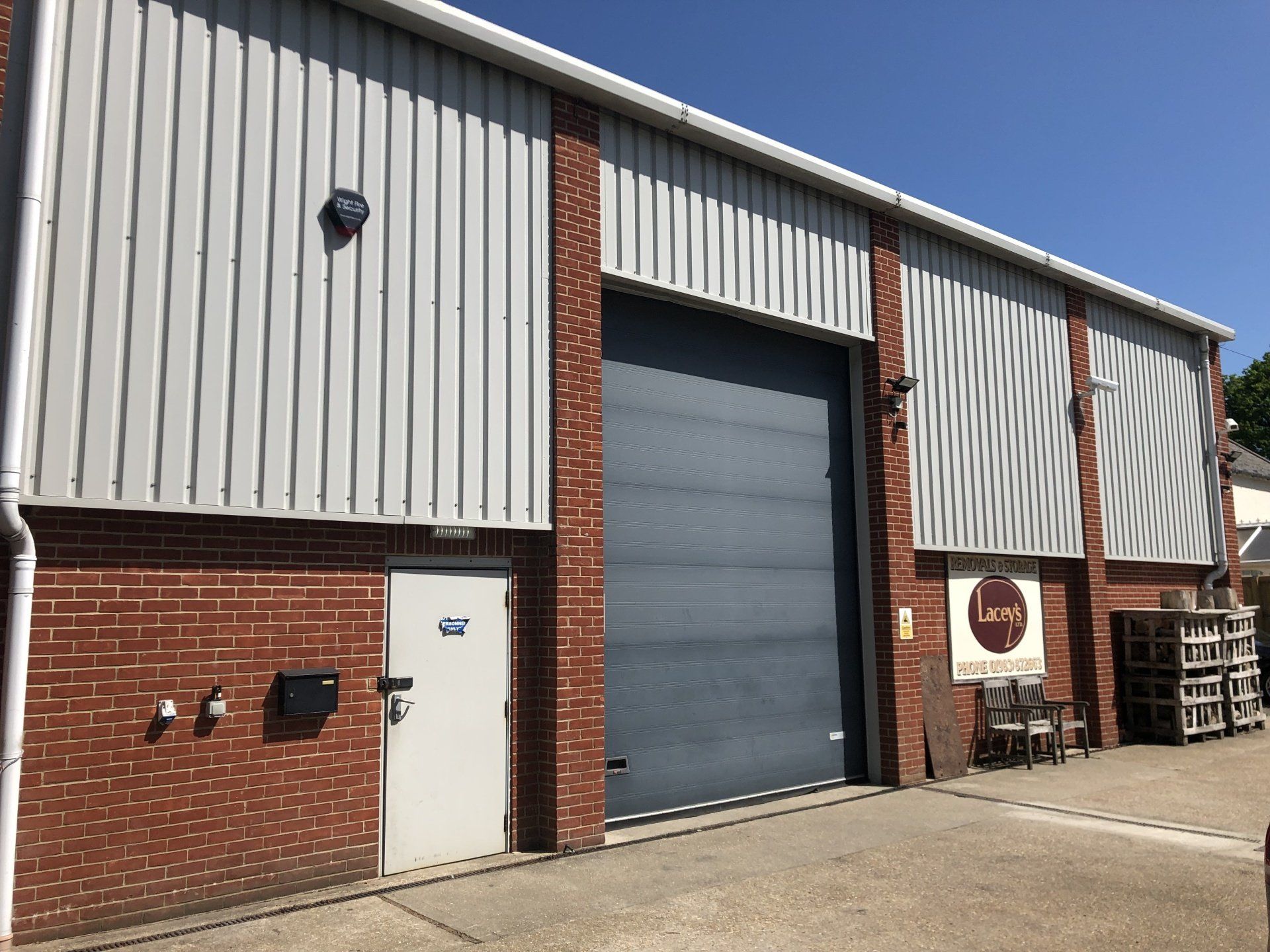 The outside of the purpose built storage unit at Laceys Removals Isle of Wight