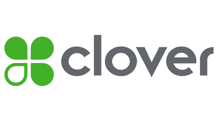 A clover logo with a green clover on a white background.