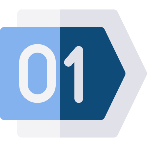 A blue arrow with the number one on it.