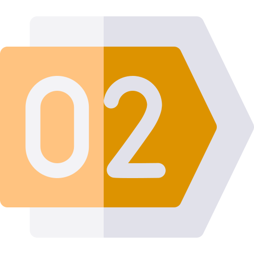 A yellow and white arrow with the number two on it.