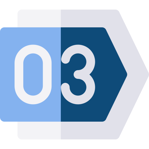 A blue arrow with the number three on it.