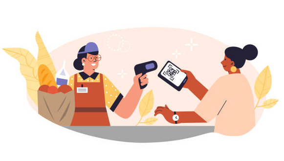 A woman is using a scanner to scan a barcode at a grocery store.