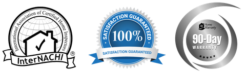 Three logos , one of which is a 100 % satisfaction guarantee