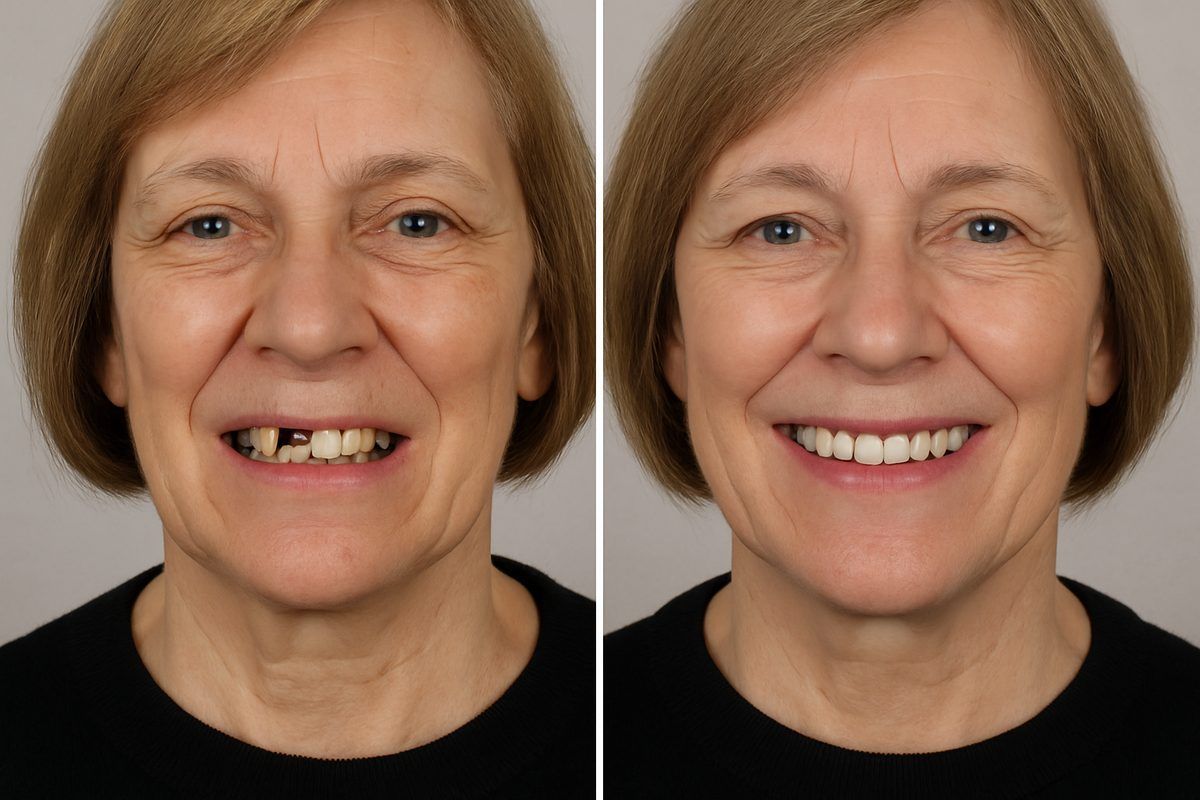 A before and after photo of a patient who received