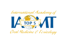 Logo for the International Academy of Oral Medicine & Toxicology. Features "IAOMT" in blue, a globe, and "Top 5" on a banner.
