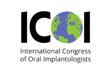 Logo of the International Congress of Oral Implantologists; features "ICOI" in bold black letters with a globe graphic in the center.