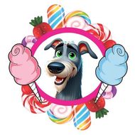 the logo for sugar willow cotton candy company shows a cotton candy cone with cotton candy coming out of it .